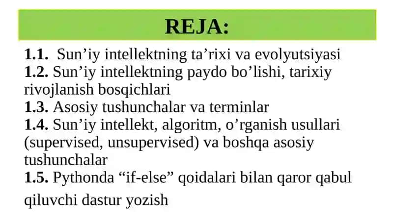 Sun’iy intellekt faniga kirish 2