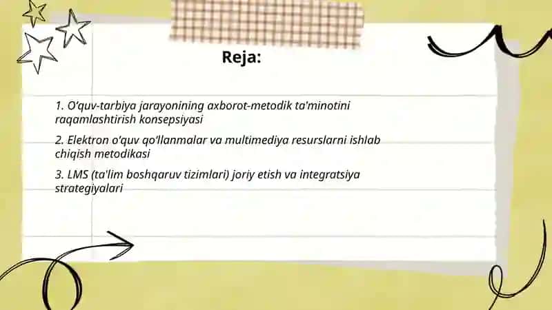 Oʻquv-tarbiya jarayonining axborot-metodik ta'minoti va oʻquv muassasasi tashkiliy- boshqaruv tizimlari avtomatlashtirish va uning istiqbollari 2