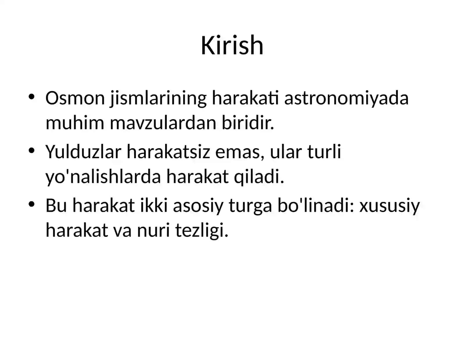 Yulduzlarning Xususiy Harakati va Nuri Tezligi 2
