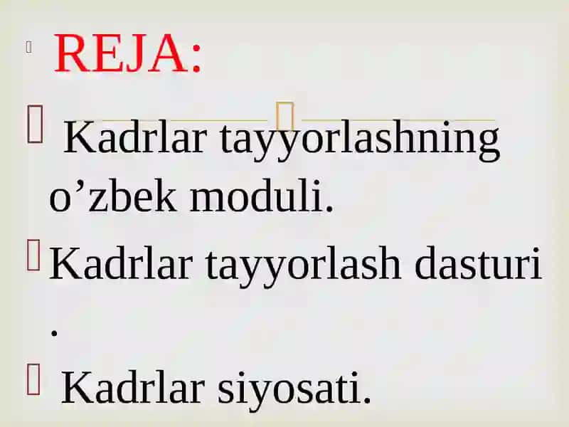O’zbekiston Respublikasida Kadrlar Siyosati 2