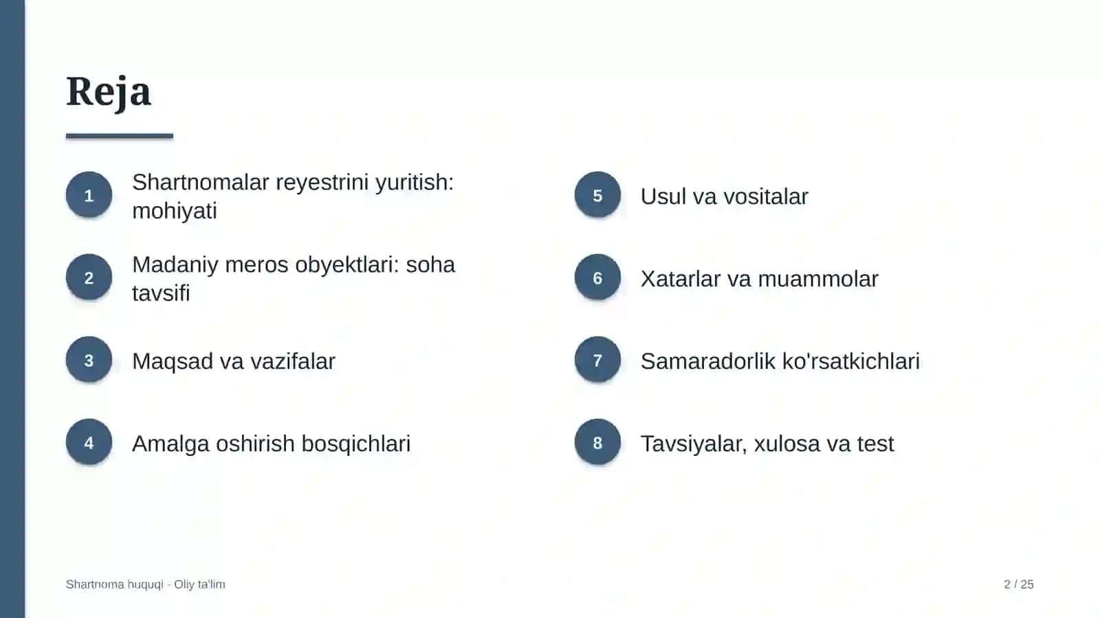 Madaniy meros obyektlarida shartnomalar reestrini yuritish 2