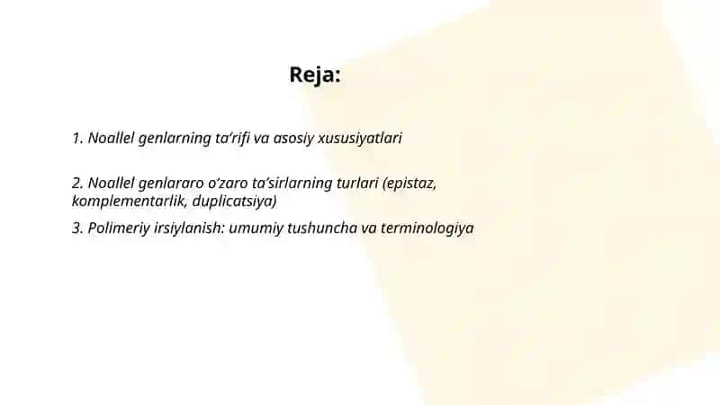 Noallel genlarning irsiylanishi. Polimeriy irsiylanish haqida 2
