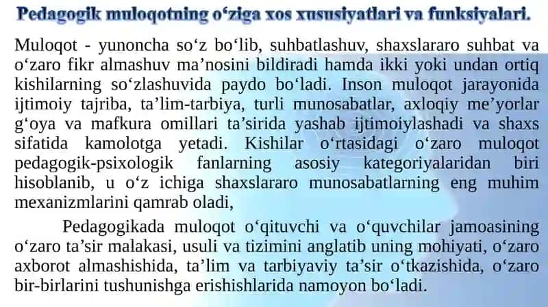 Boshlang‘ich sinf rahbarining tarbiyalanuvchilar bilan muomala va muloqoti 2