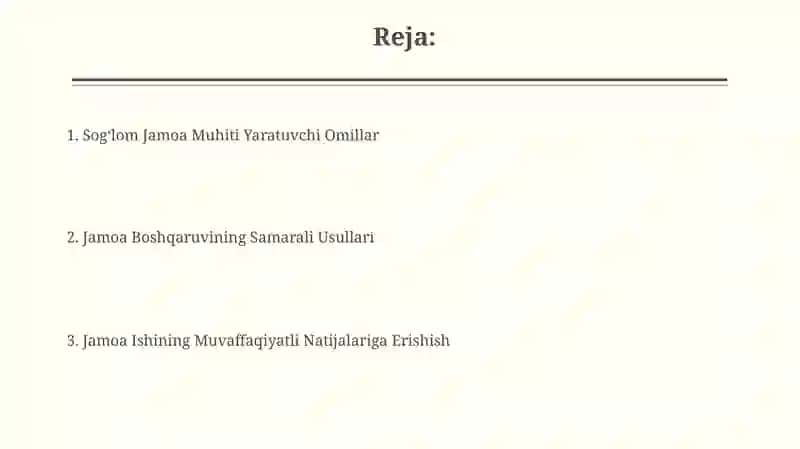 Sogʻlom Jamoa Muhiti Yaratuvchi Omillar 2