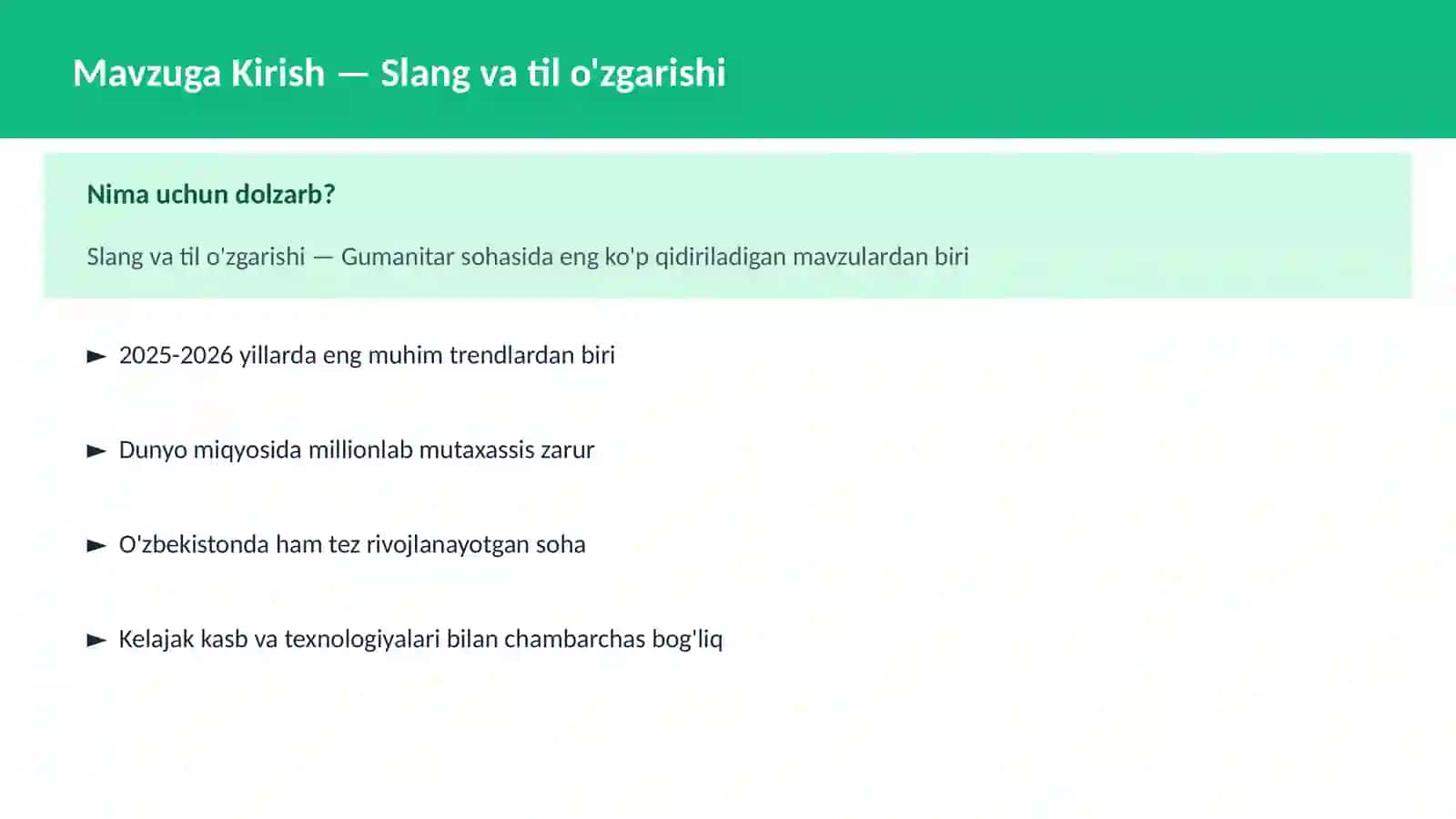Slang va til o'zgarishi 2