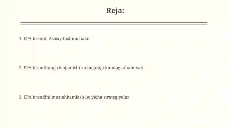 EPA brendi haqida 2