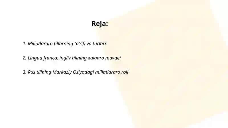 Millatlararo tillar 2