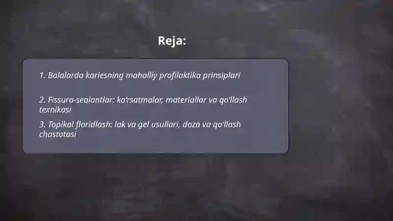 Kariesni Mahalliy Profilaktikasi 2