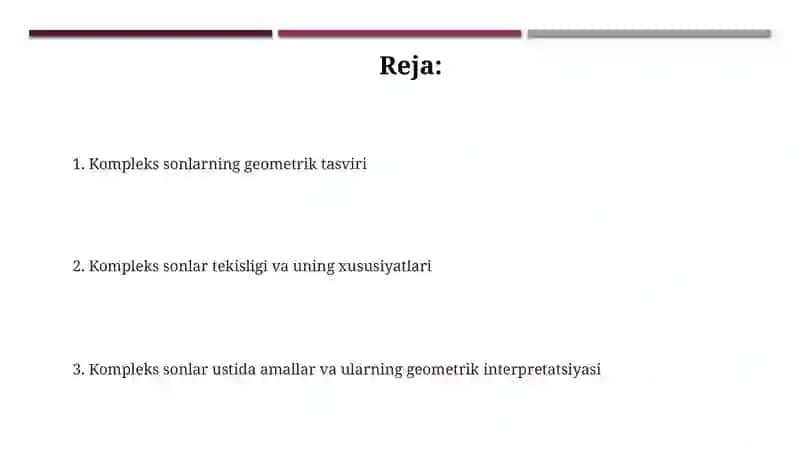 Kompleks sonlarning geometrik tasviri 2