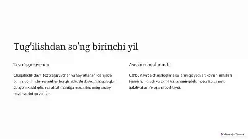 Chaqaloqlik davridagi aqliy rivojlanish 2