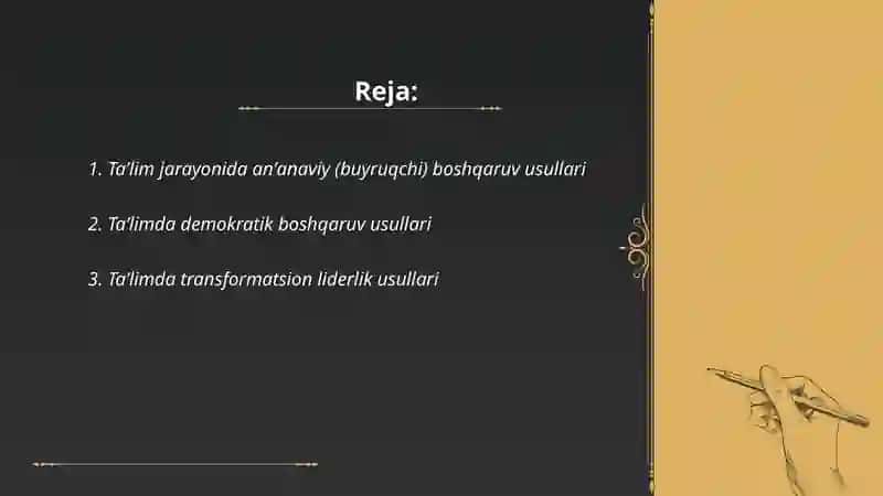 Taʼlim jarayonida boshqaruv usullari 2