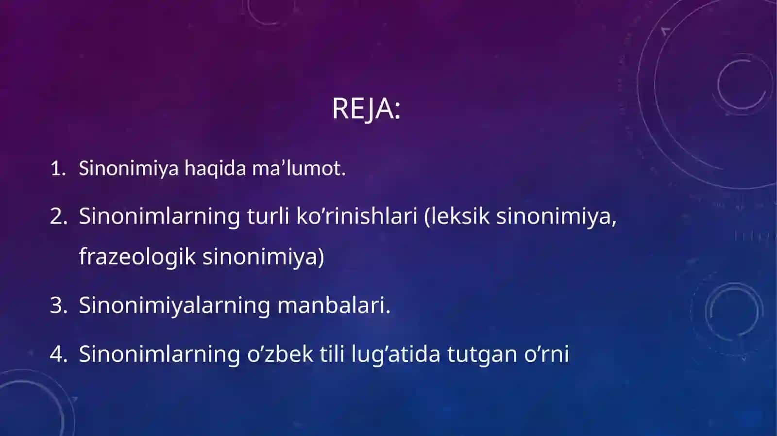 Leksik sinonimiya bo’yicha mashqlar ustida ishlash 2