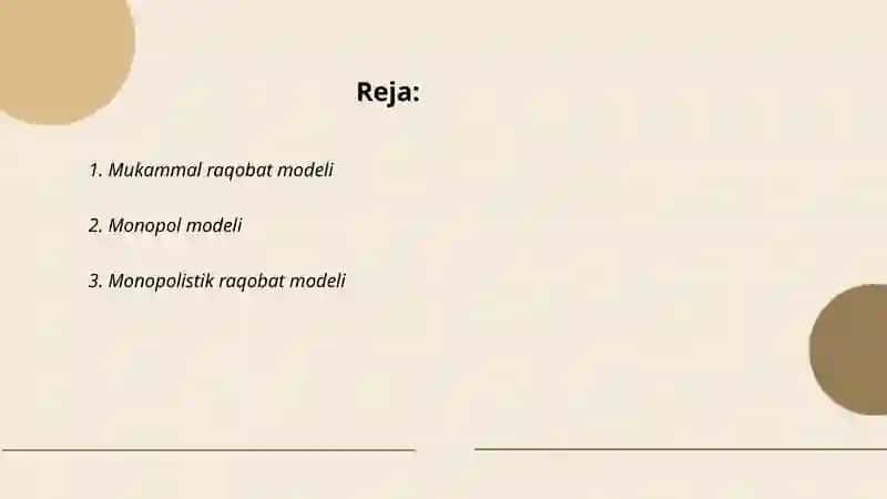 Mukammal raqobat modeli 2