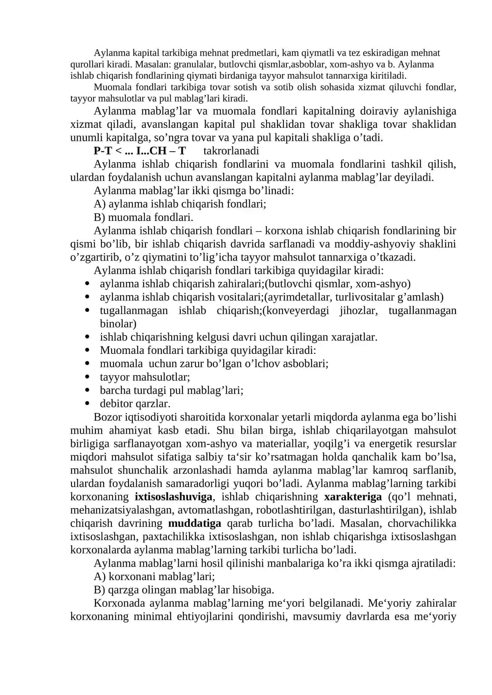 Aylanma Fondlar va Mablag'lar 2