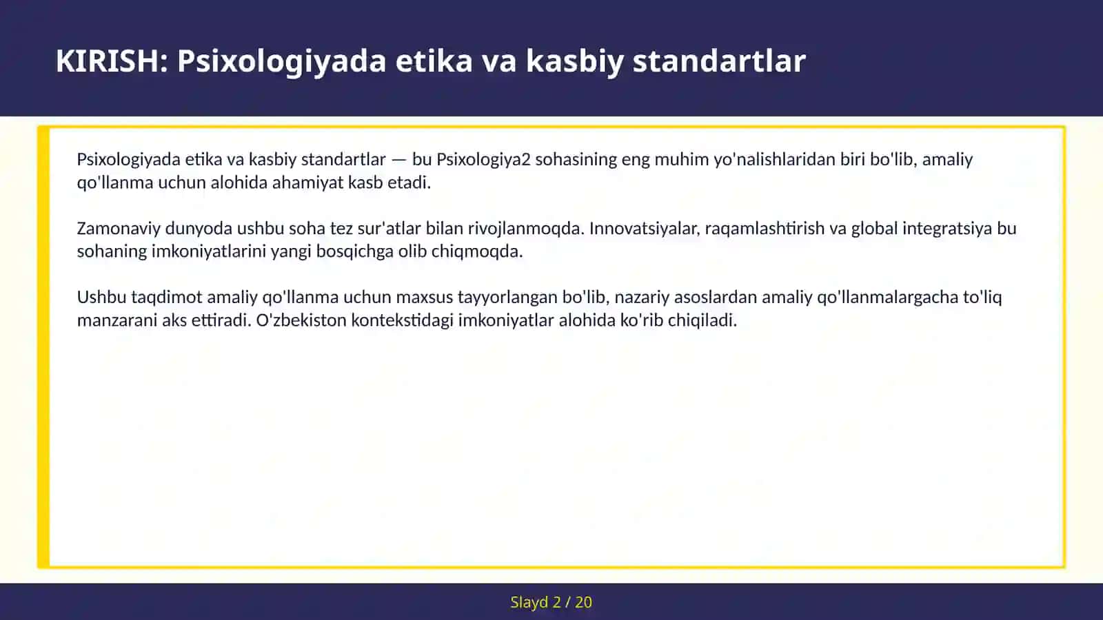 Psixologiyada etika va kasbiy standartlar 2