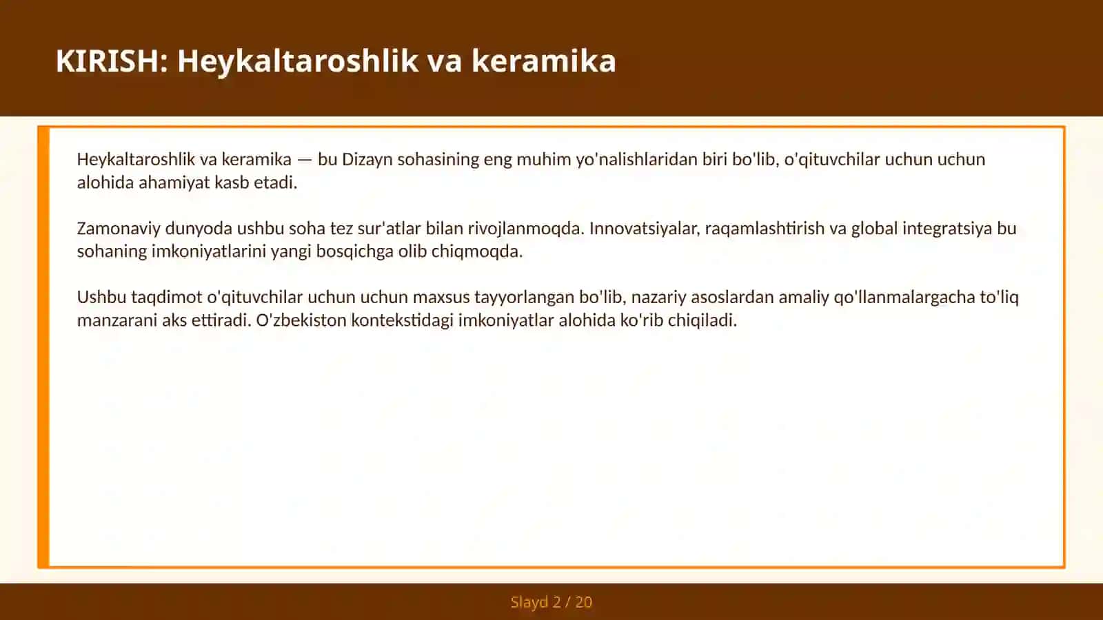 Keramika va heykaltaroshlik 2