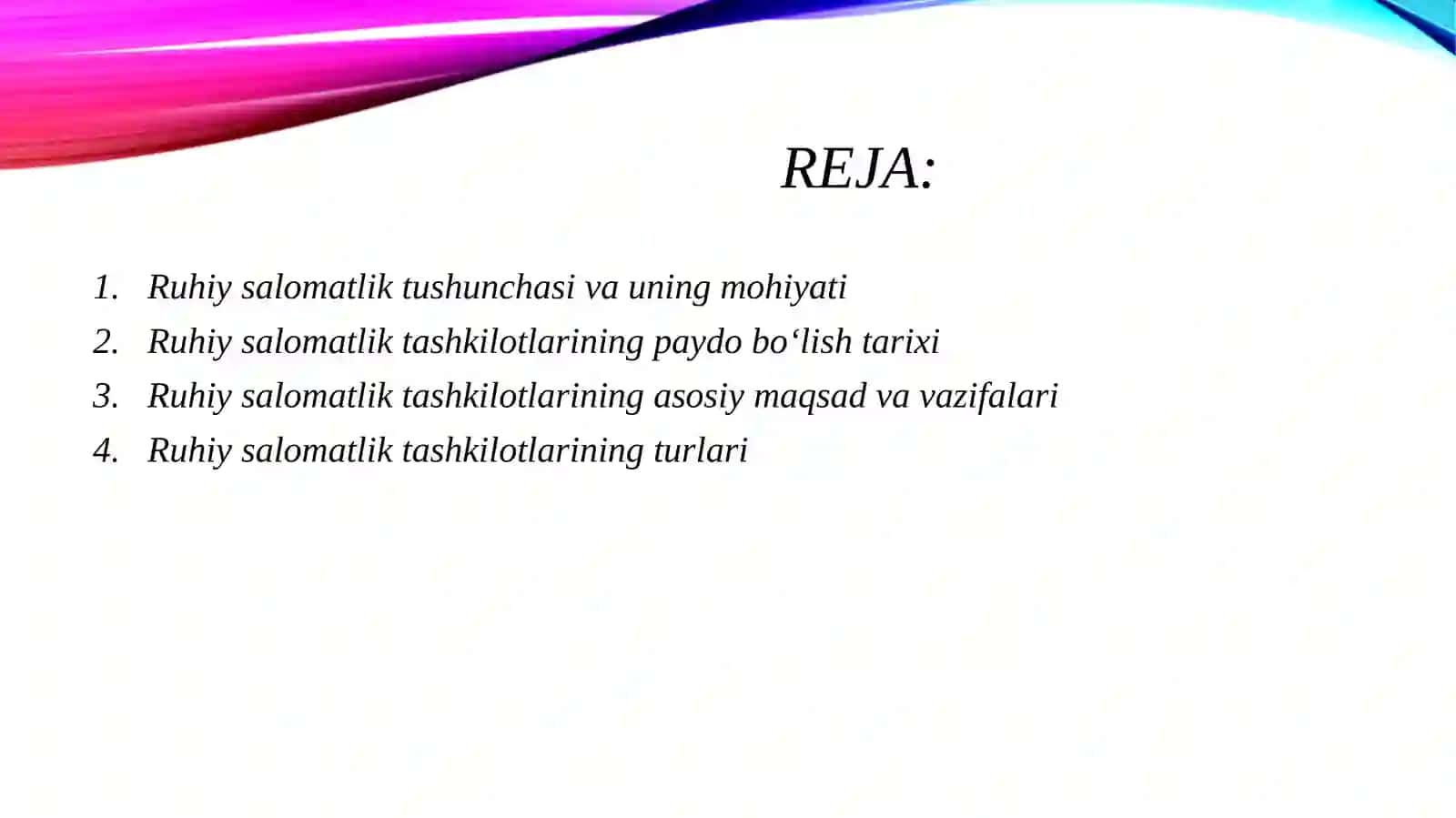 Ruhiy salomatlik tashkilotlari 2