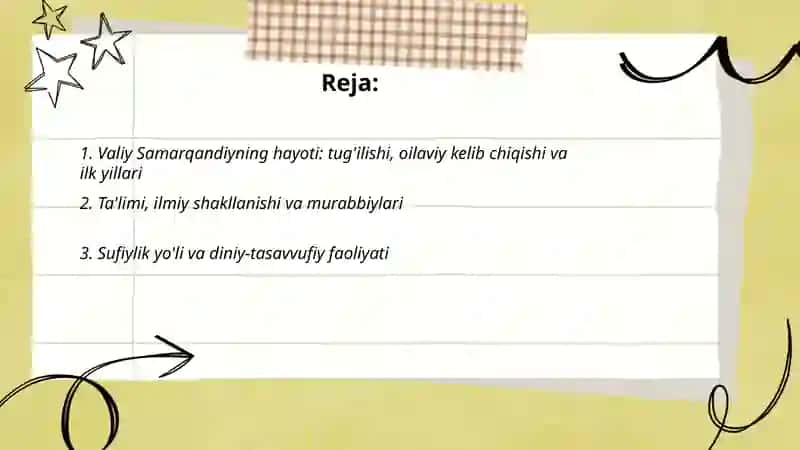Valiy Samarqandiyning hayoti va ijodi 2