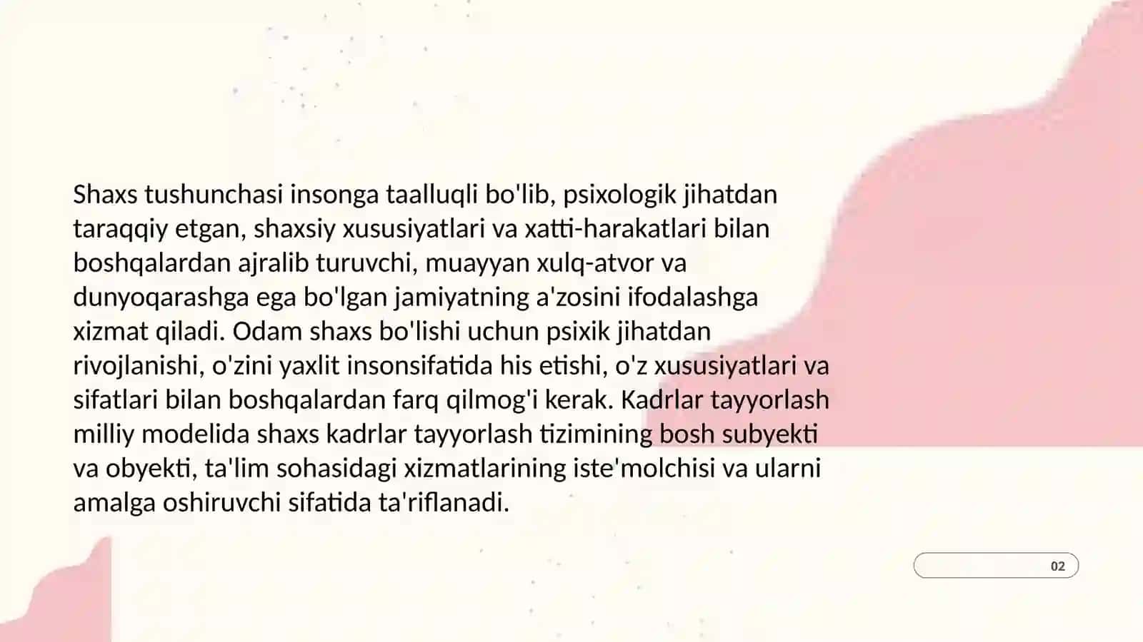 Shaxs rivojlanishining umumiy qonuniyatlari 2