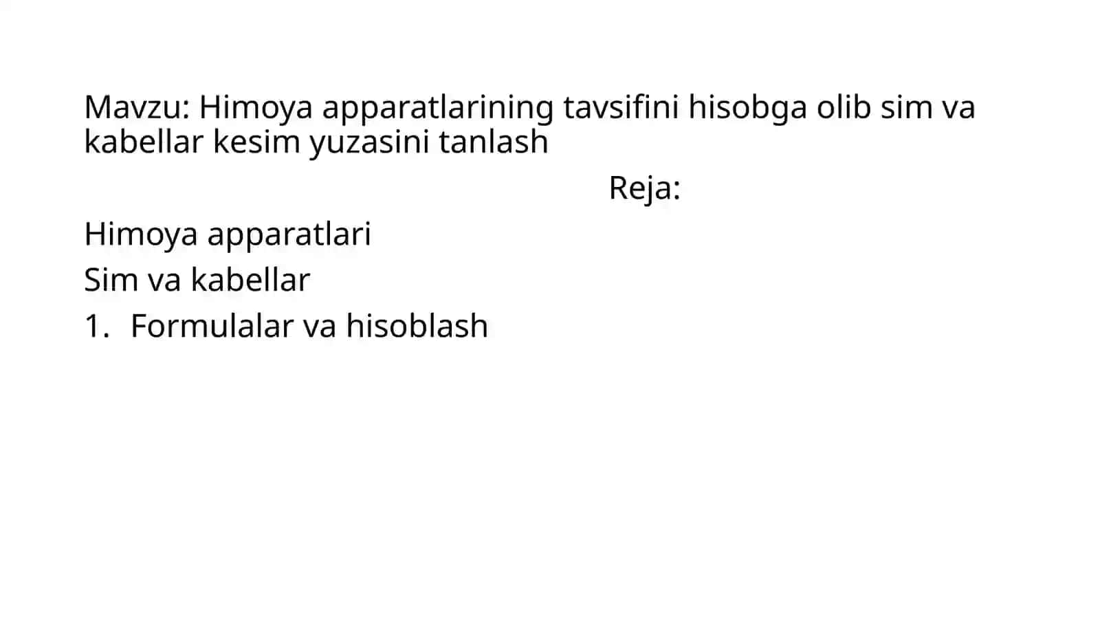 Himoya apparatlarining tavsifini hisobga olib sim va kabellar kesim yuzasini tanlash 2