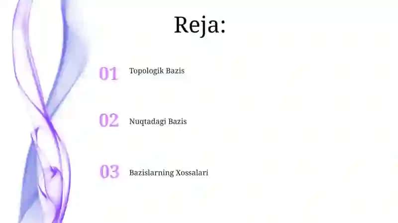 Topologik fazo bazasi.Nuqtadagi baza 2