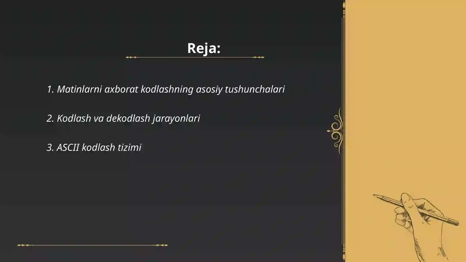 Matinli axborat kodlash 2