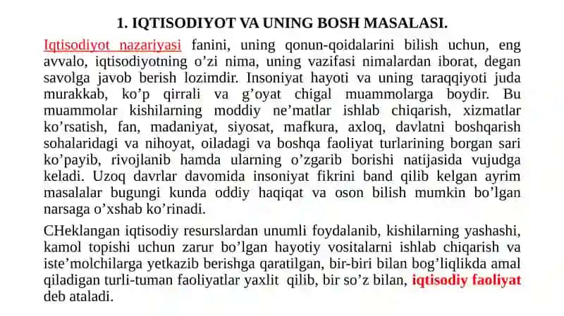 Iqtisodiyot nazariyasi 2