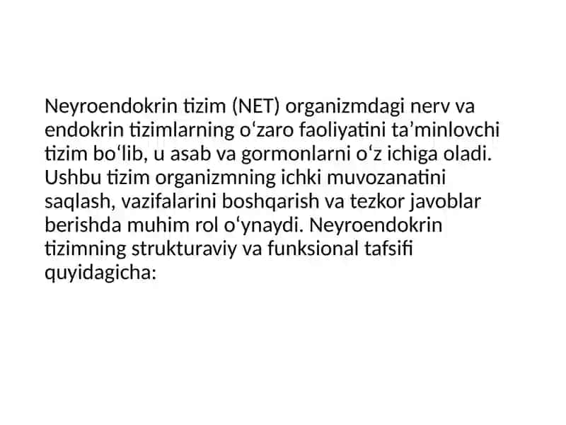 Neyroendokrin tizimning  struktur funksional tafsifi 2