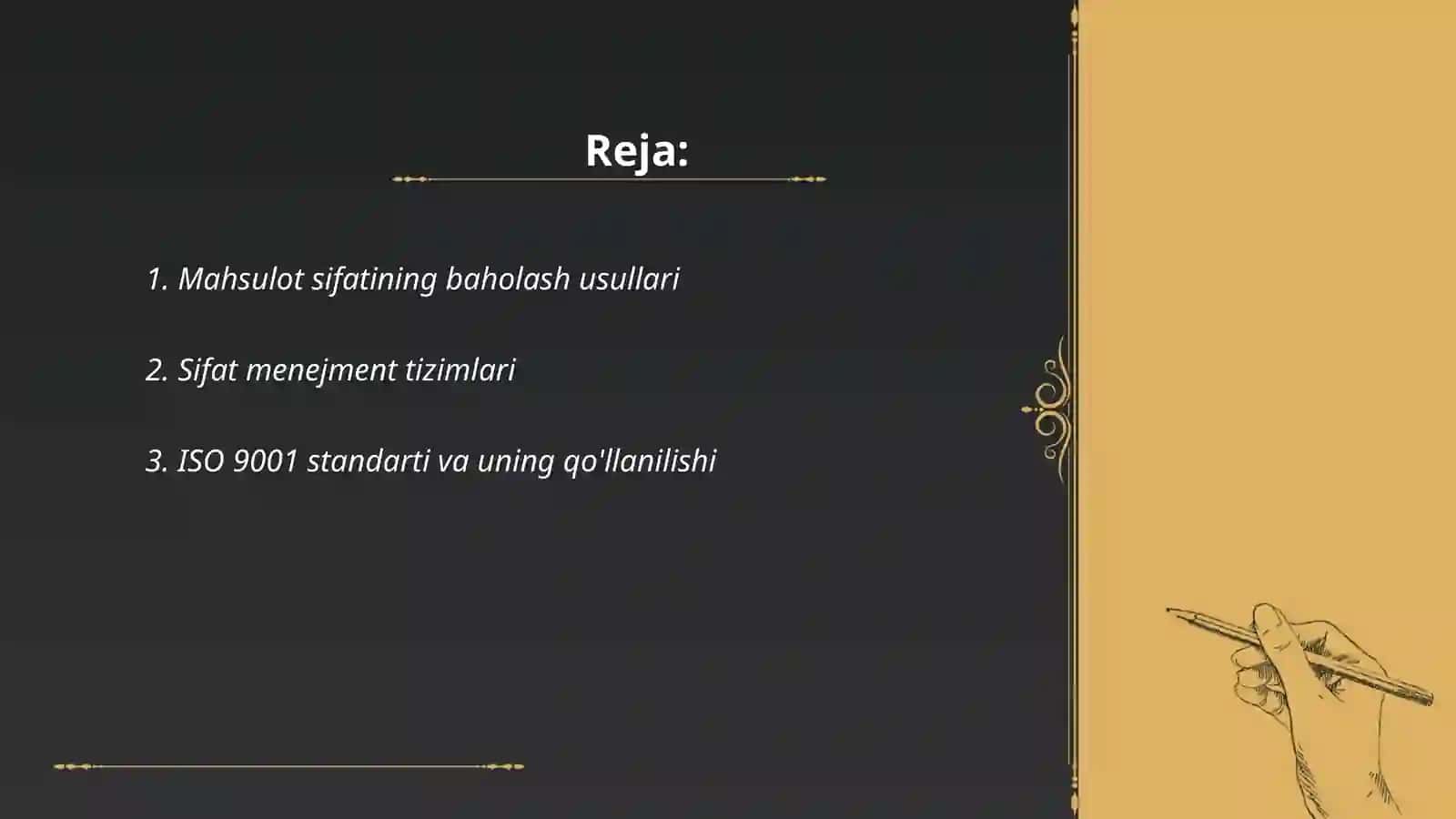 Mahsulot sifati va sifat boshqaruvi 2