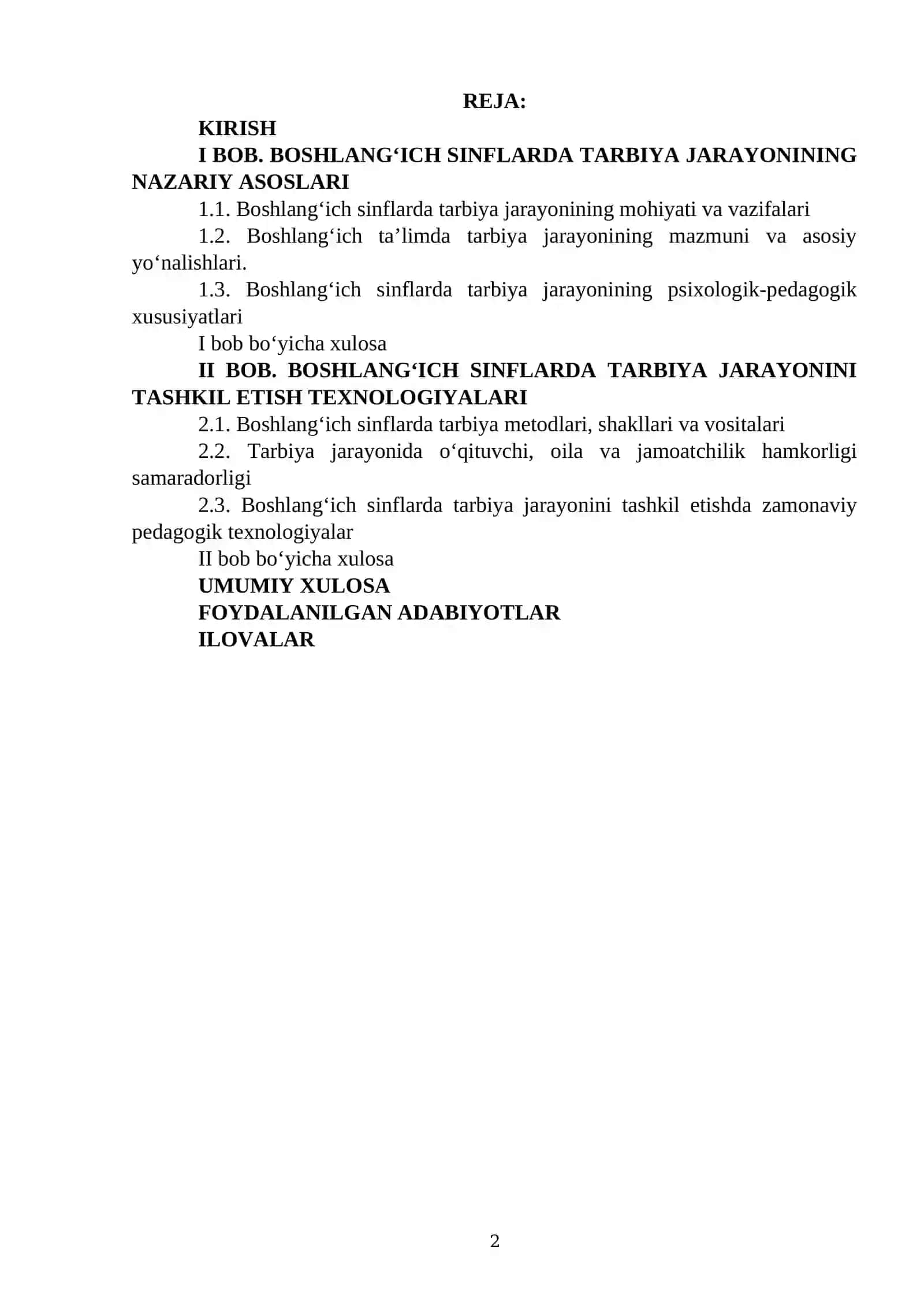 Boshlangʻich sinflarda tarbiya jarayoni mohiyati va mazmuni 2