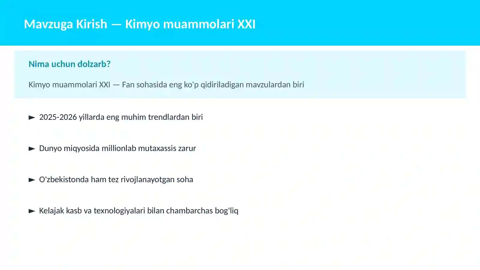 Kimyo muammolari XXI 2