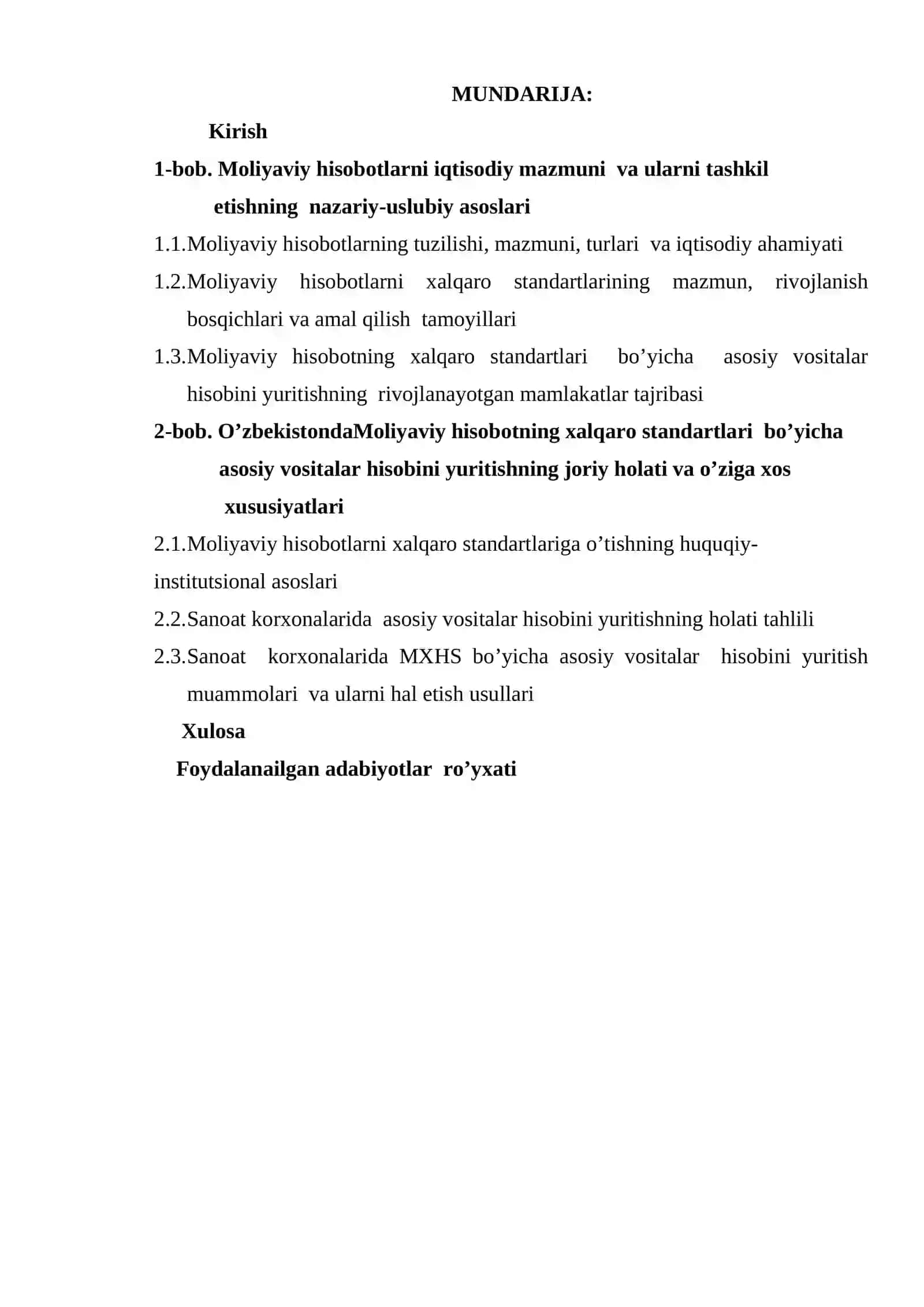 O’zbekistonda moliyaviy hisobotning xalqaro standartlari bo’yicha asoisiy vositalar hisobini yuritishning dolzarb masalalari 2