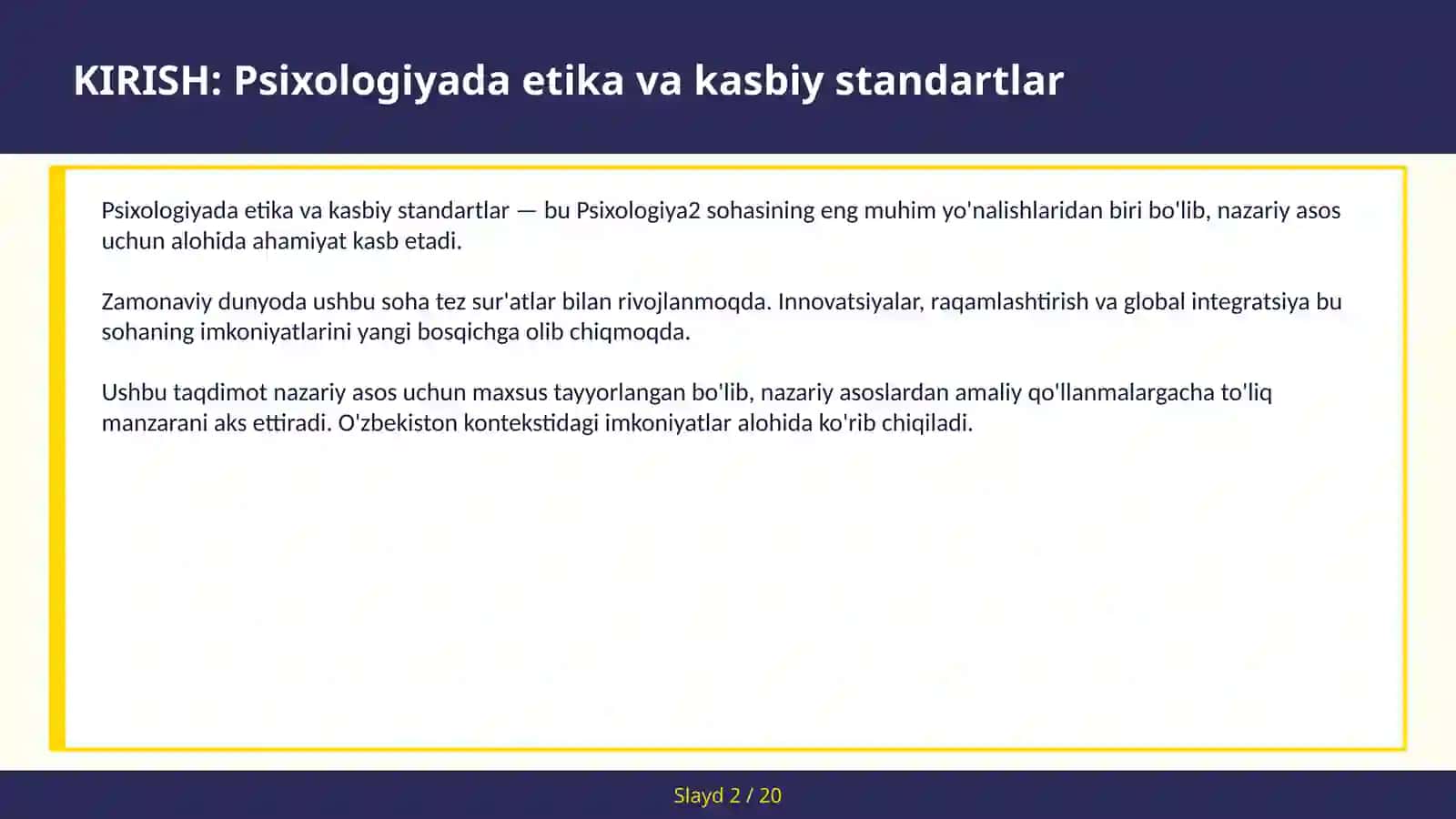 Psixologiyada etika va kasbiy standartlar 2
