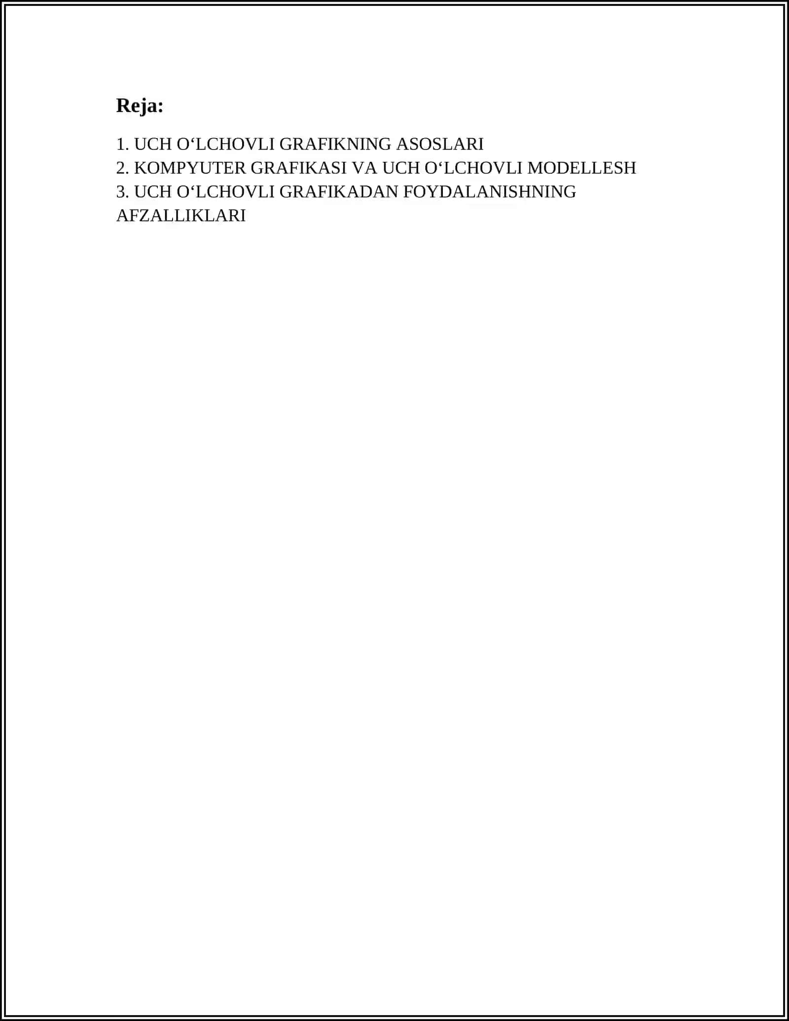 UCH OʻLCHOVLI GRAFIKDA IMKONIYATLARNI LOYIHALASHDA QO'LLASH 2