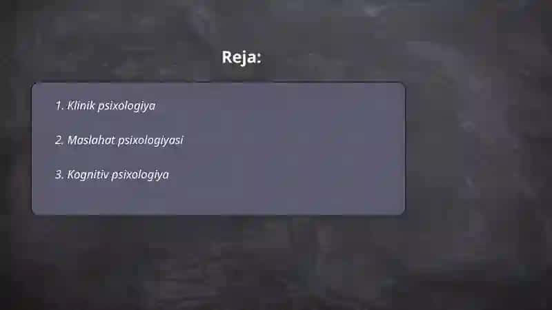 Hozirgi zamon psixologiyasining tarmoqlari 2