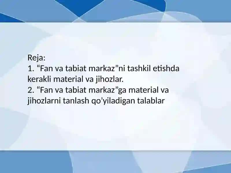 Fan va tabiat markazi materiallari 2