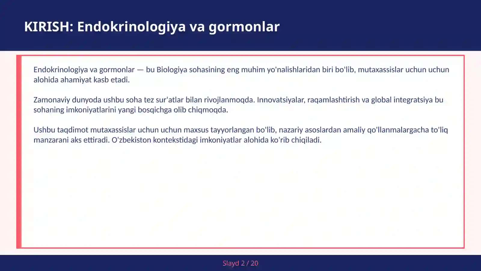 Endokrinologiya va gormonlar 2