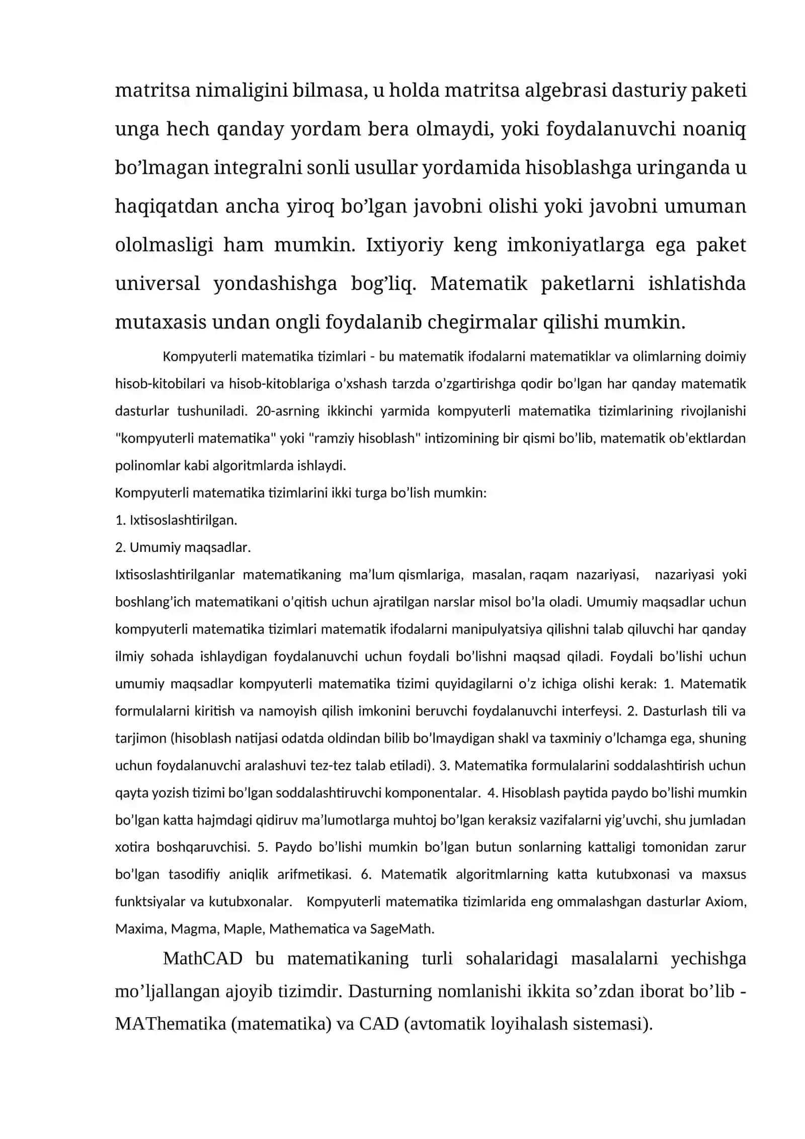 Matematik Tizimlar va Kompyuterli Matematika 2