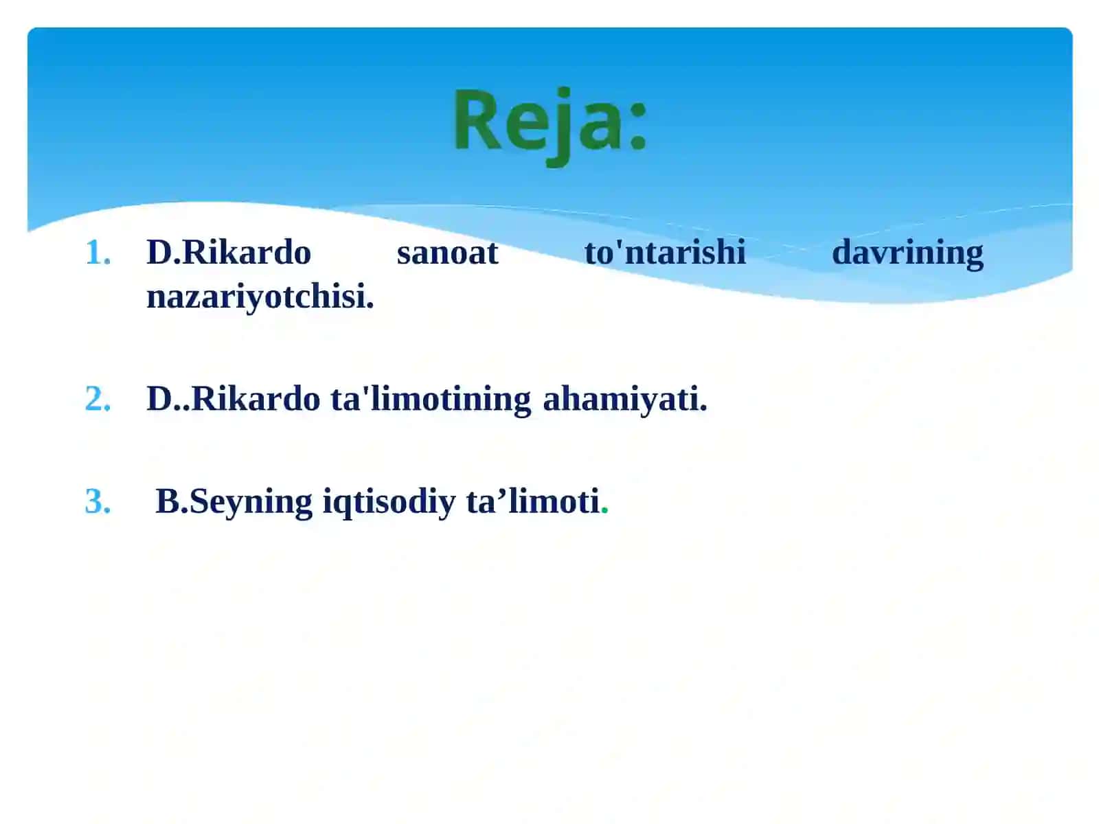 David Rikard iqtisodiy ta'limotlari 2