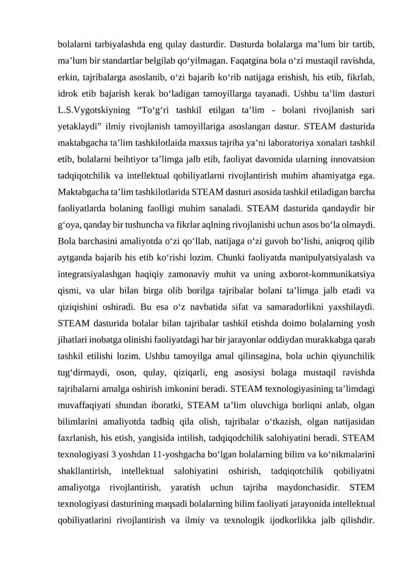 Maktabgacha ta’limda STEAM ta’lim texnologiyasining ahamiyati 2