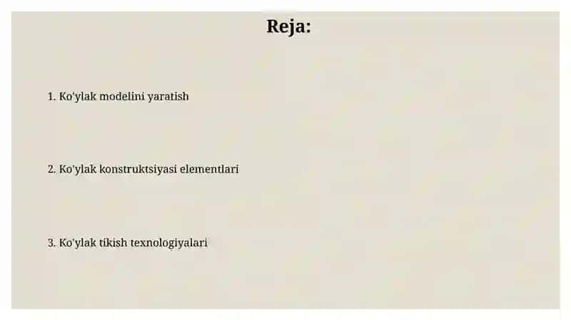 Koʻylak konstruksiyasi 2