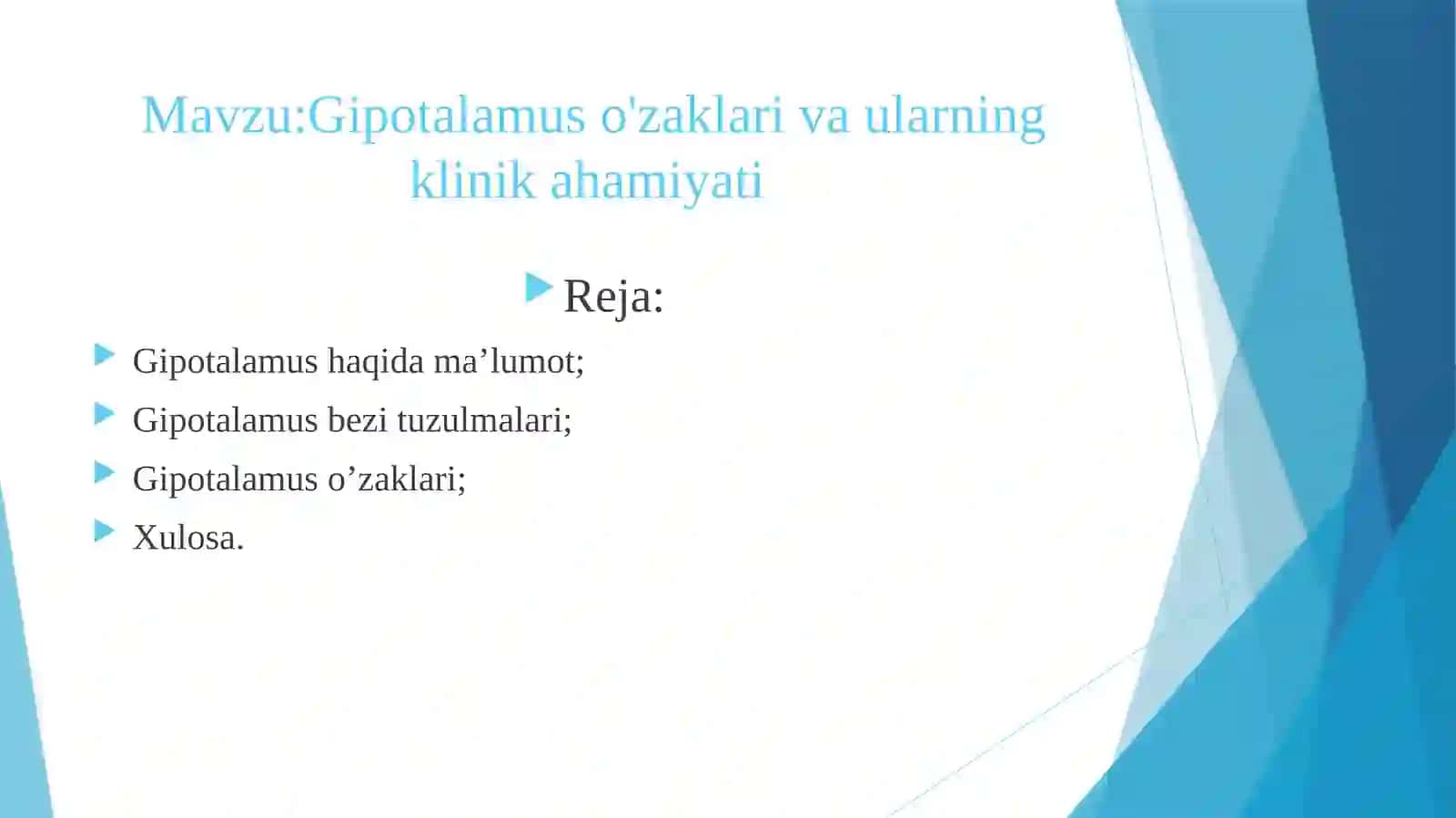 Gipotalamus o'zaklari va ularning klinik ahamiyati . 2