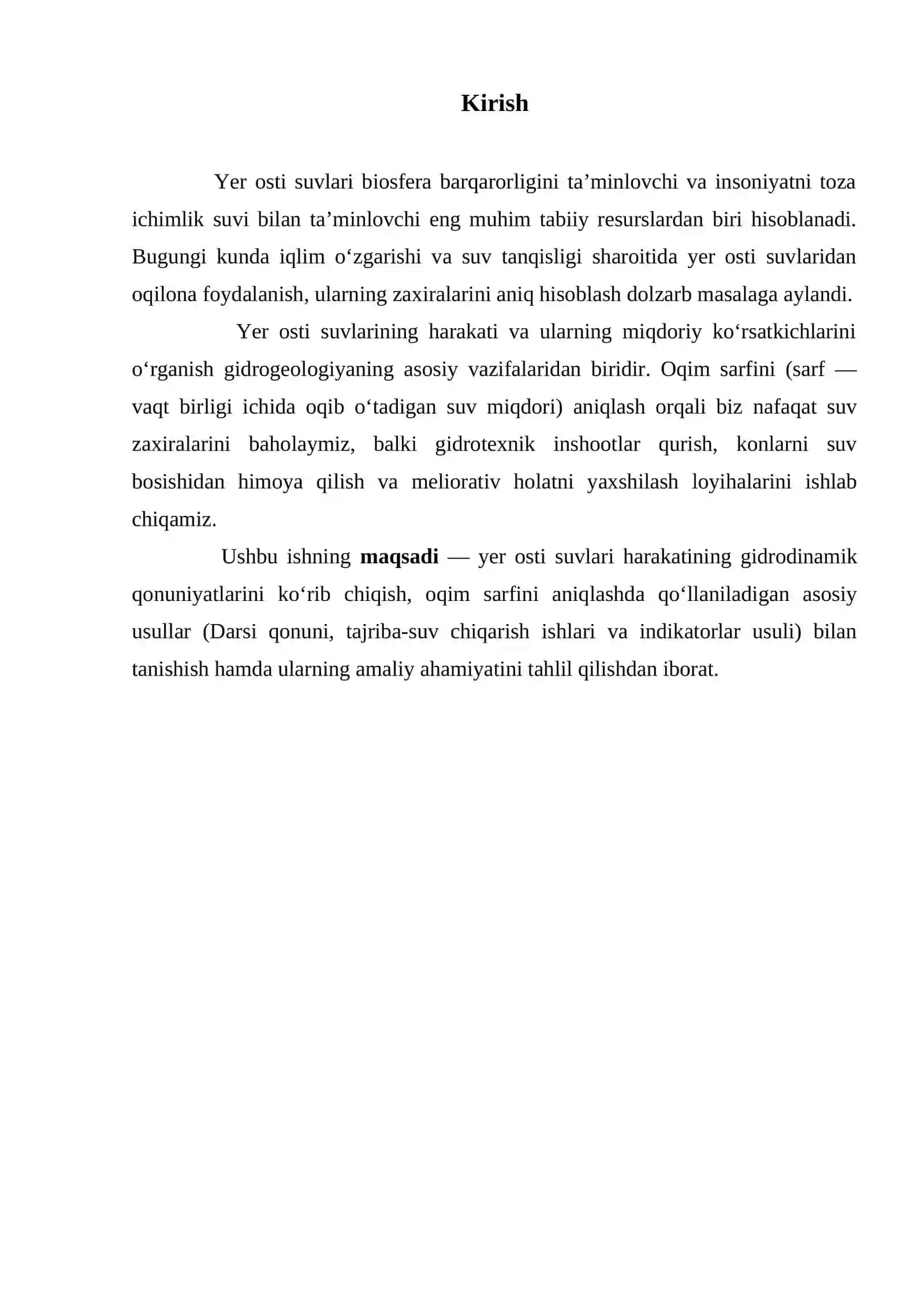 Yer osti suvlarining oqim sarfini aniqlash 2