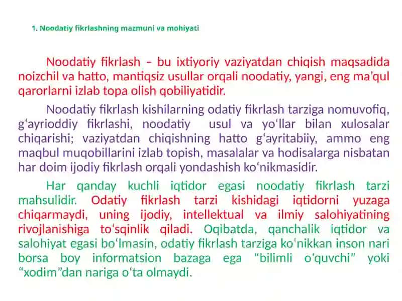 Noodatiy Fikrlash 2