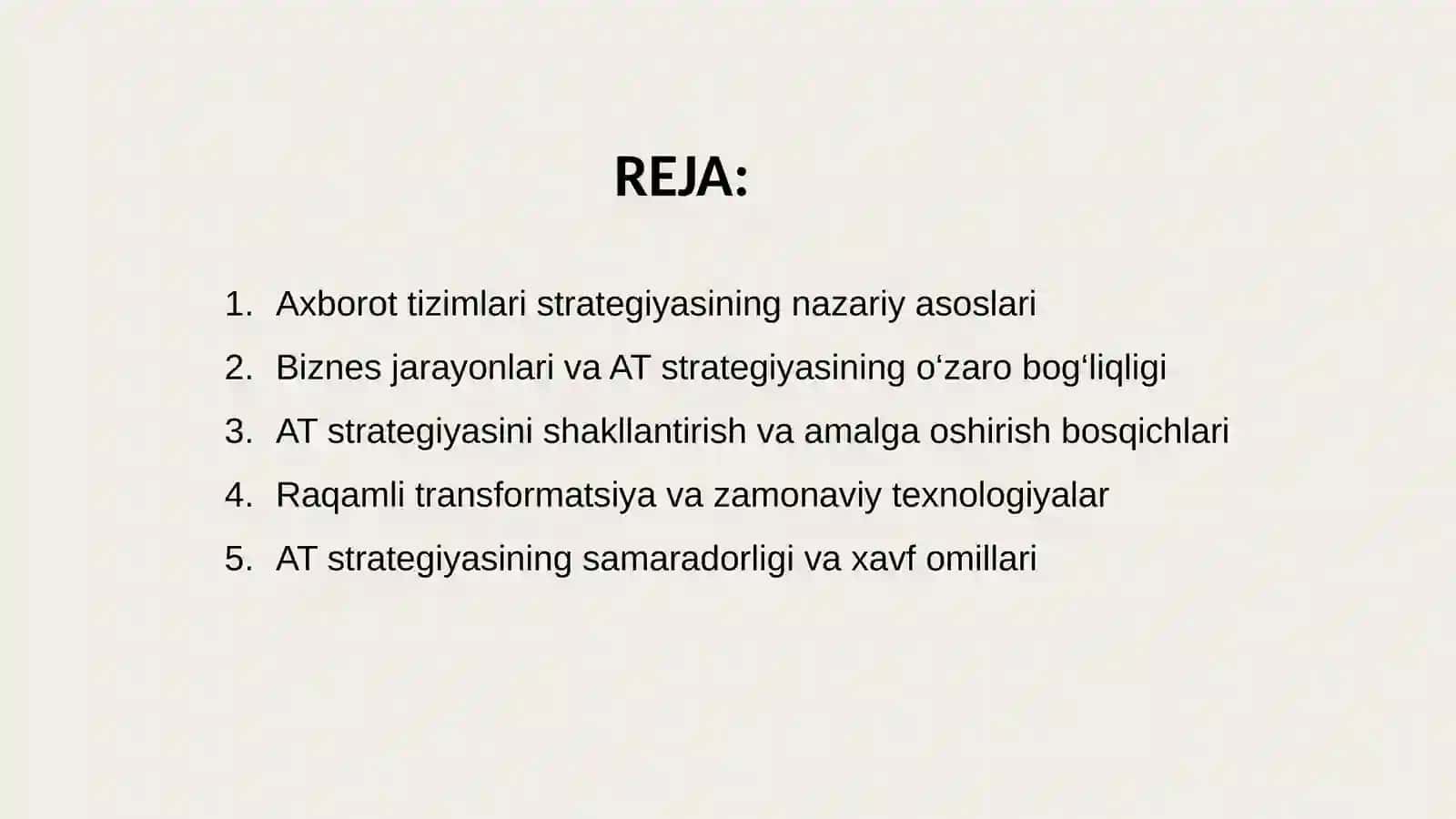 Biznes jarayoni va AT strategiyasi 2