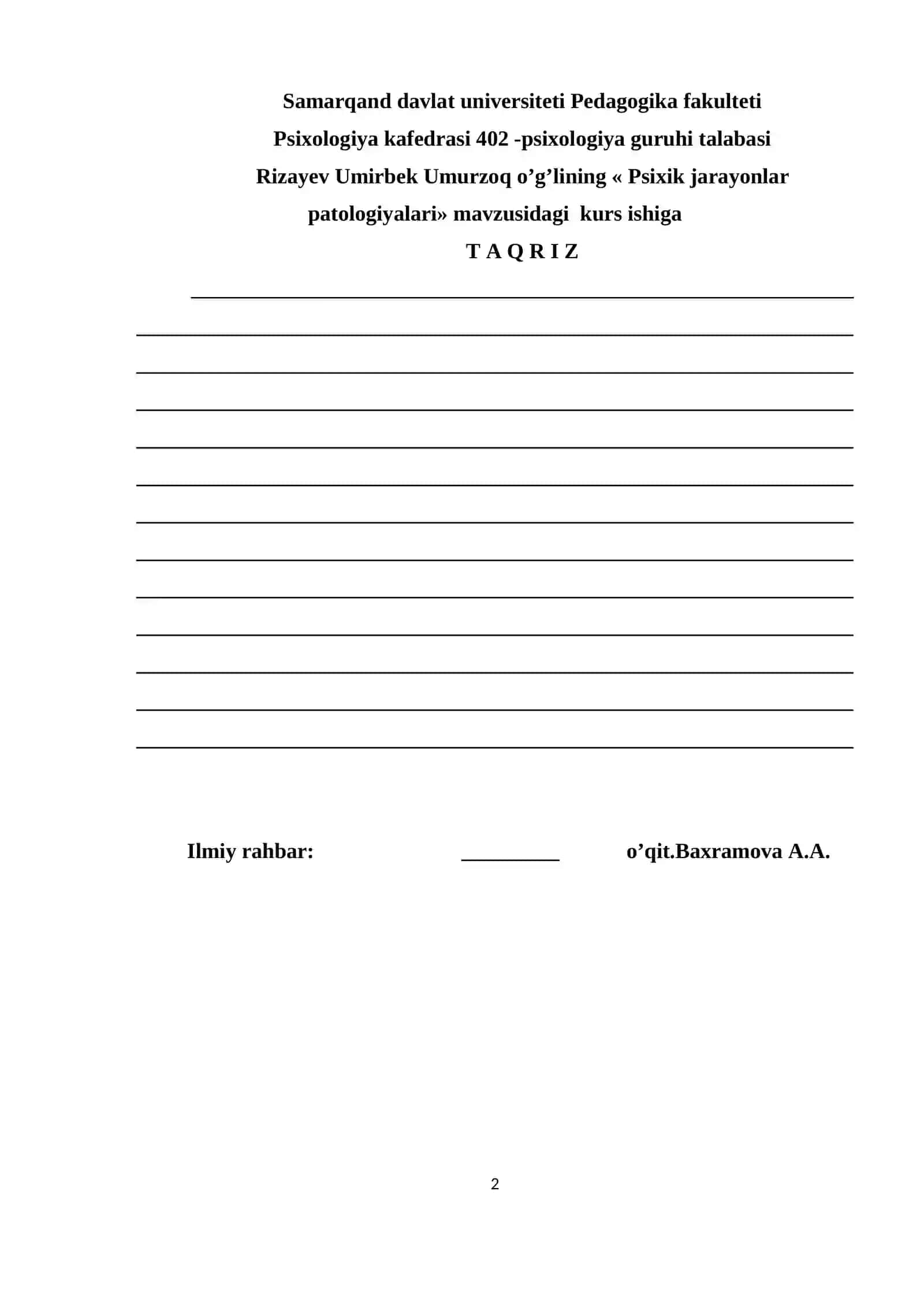 Psixik jarayonlar patologiyalari 2