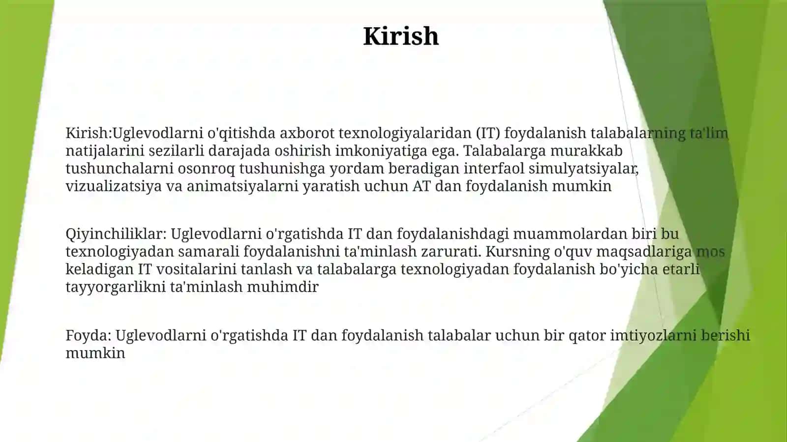 Uglevodar Mavzusini O'Qitishda Axborot TexnologiyalaridanFoydalanish 2