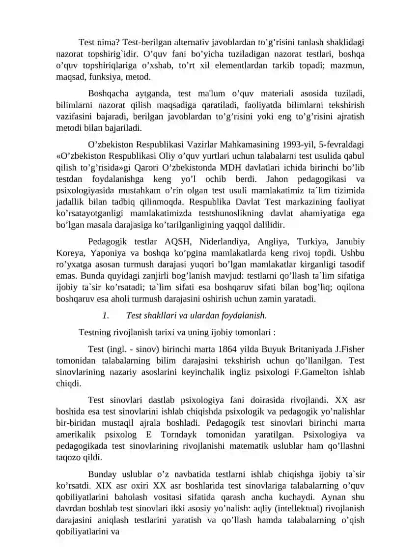 Test yaratish bosqichlari 2