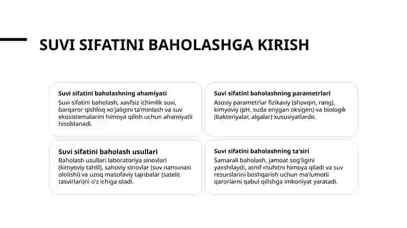 Suvi sifatini baholash 2