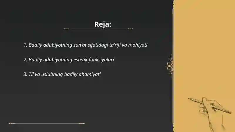 Badiiy adabiyot sanʼat turi sifatida 2